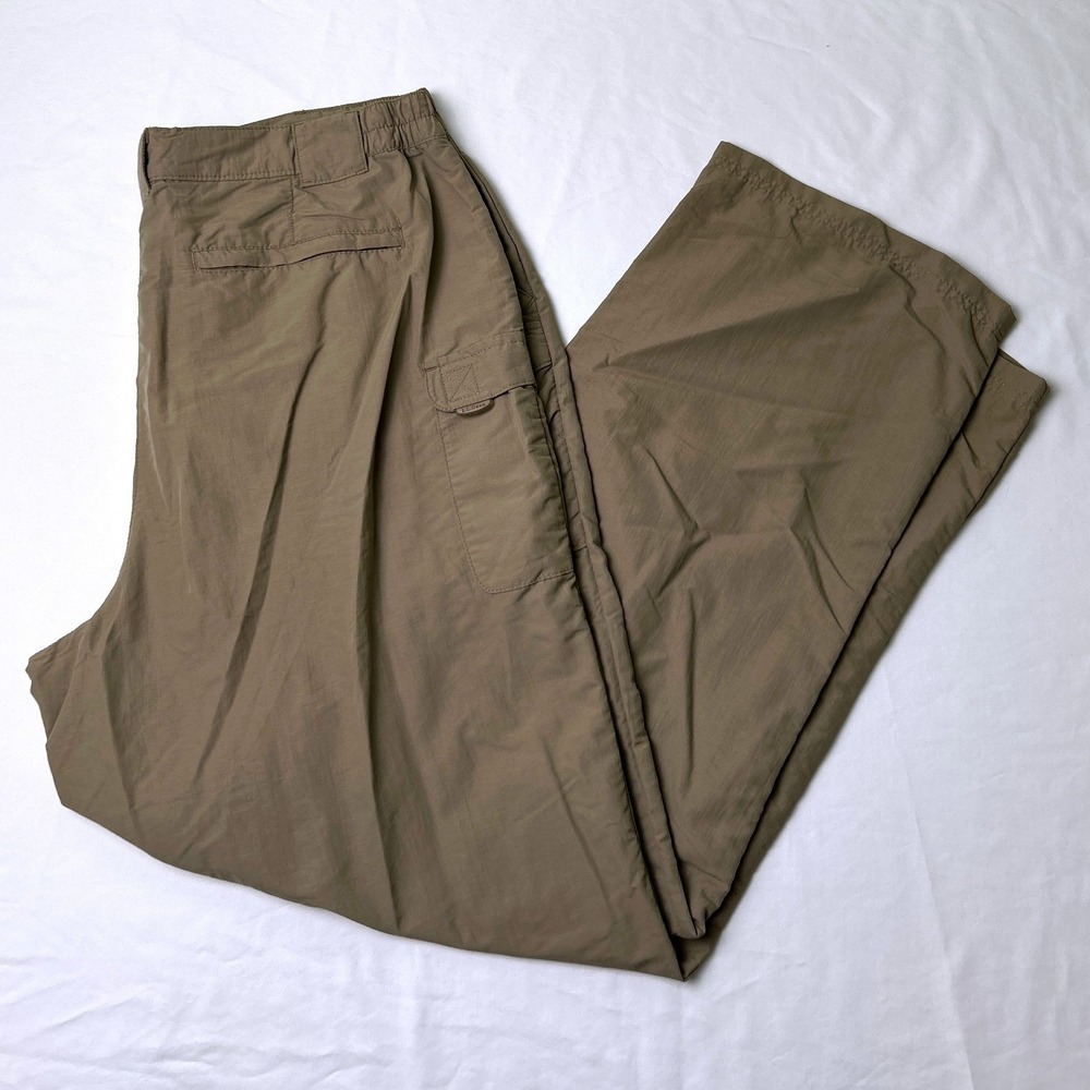 LL Bean Womens Cargo Hiking Utility Pants Size L Khaki Tan Gorp Camping Travel